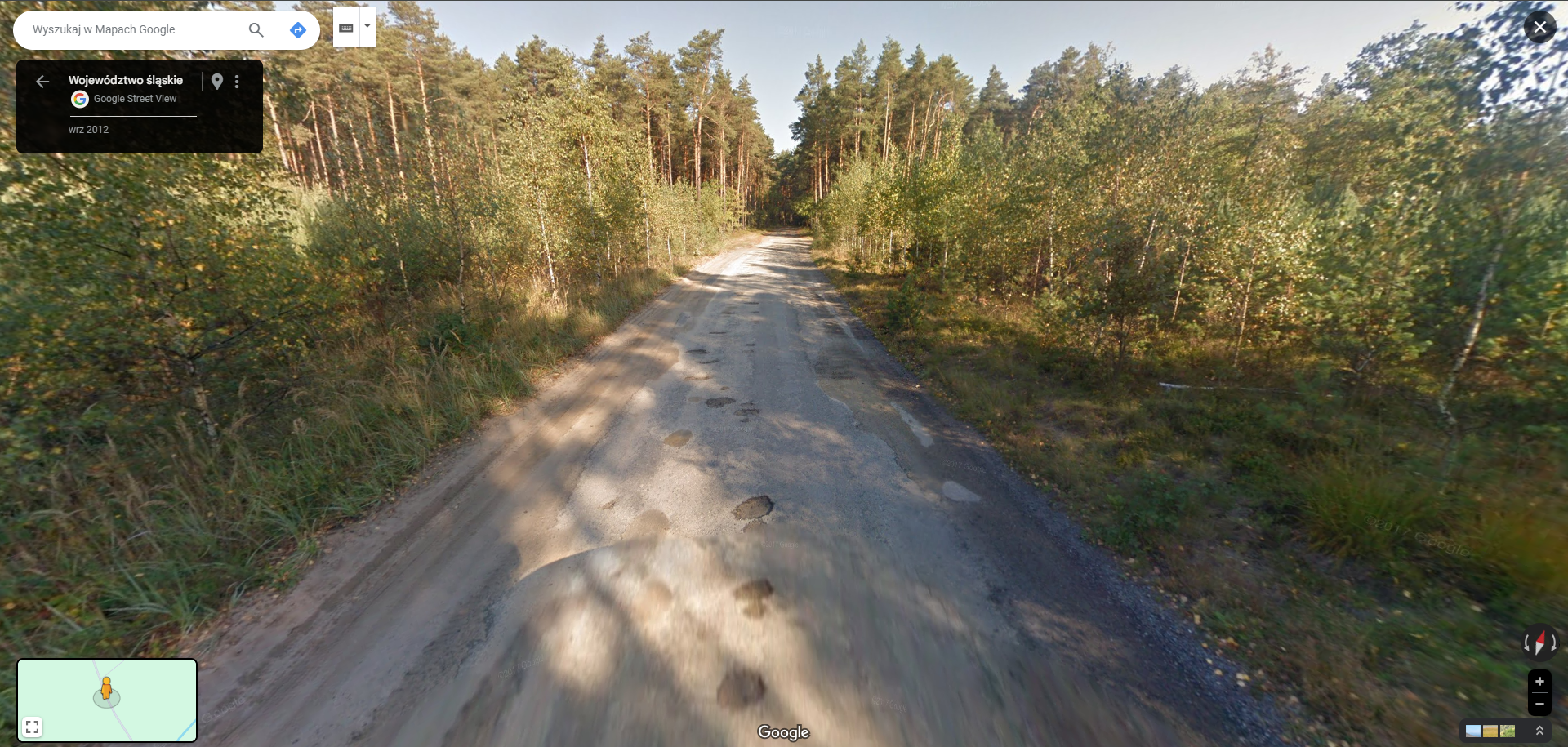 Usługa google street view w tym wypadku służy do weryfikacji trasy rowerowej